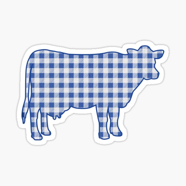 Blue Gingham Cow Sticker