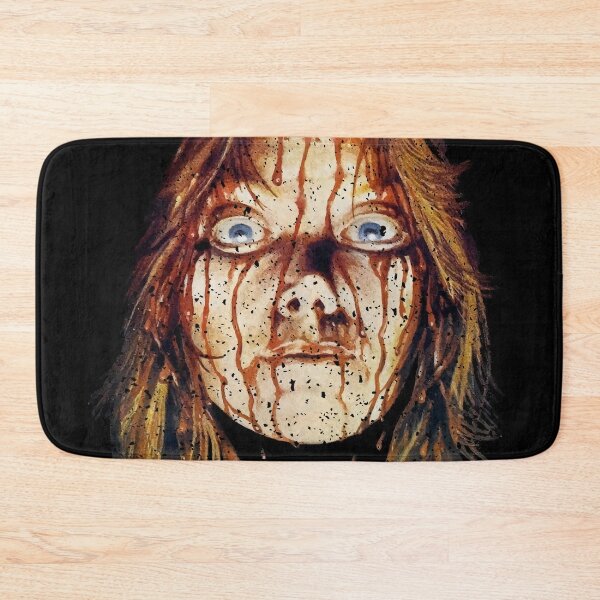Old horror cult movie bloody face Bath Mat