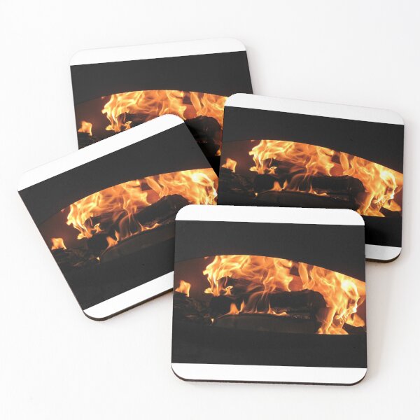 Item preview, Burning pine logs in a fireplace designed and sold by RumRagephotos.