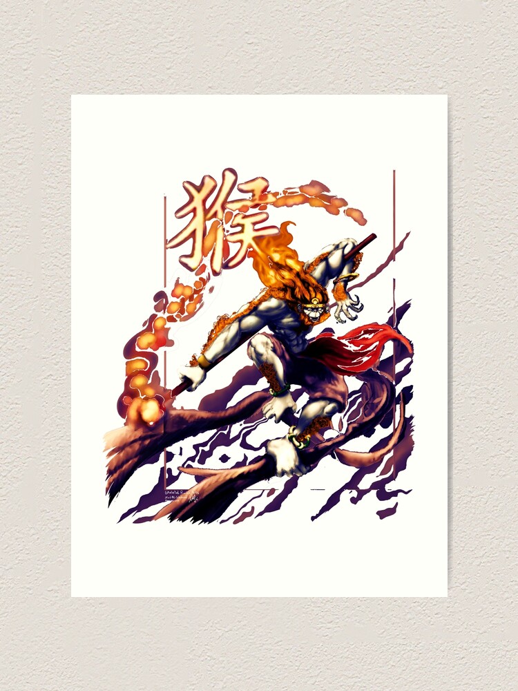 Sun Wukong The Monkey King Colored Art Print By Skeletal Raven Redbubble