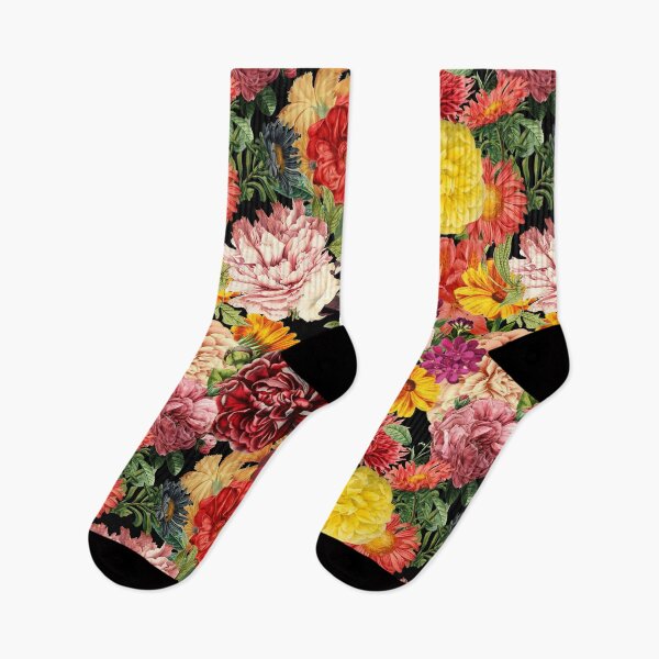 Item preview, Peony, rose and marigold vintage night garden cottagecore pattern designed and sold by PG Illustration.