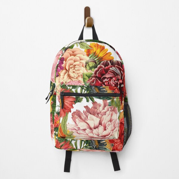 Item preview, Peony, rose and marigold flower cottagecore vintage pattern designed and sold by PG Illustration.