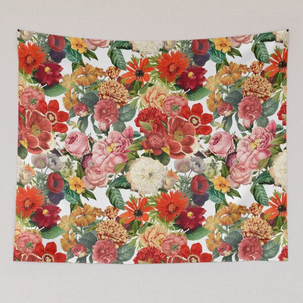 Item preview, Summer vintage garden colorful flowers cottagecore pattern designed and sold by PG Illustration.