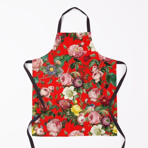 Item preview, Vintage rose garden pattern red background cottagecore aesthetic designed and sold by PG Illustration.
