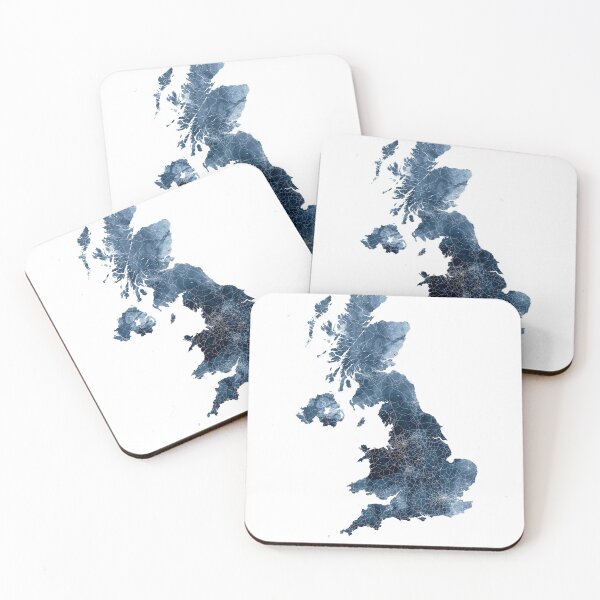 Item preview, Great Britain Map Watercolor Navy Blue by Zouzounio Art designed and sold by zouzounioart.