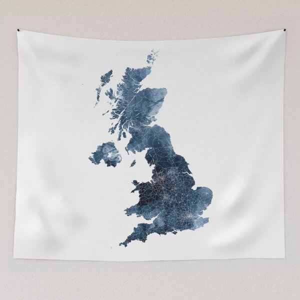 Item preview, Great Britain Map Watercolor Navy Blue by Zouzounio Art designed and sold by zouzounioart.