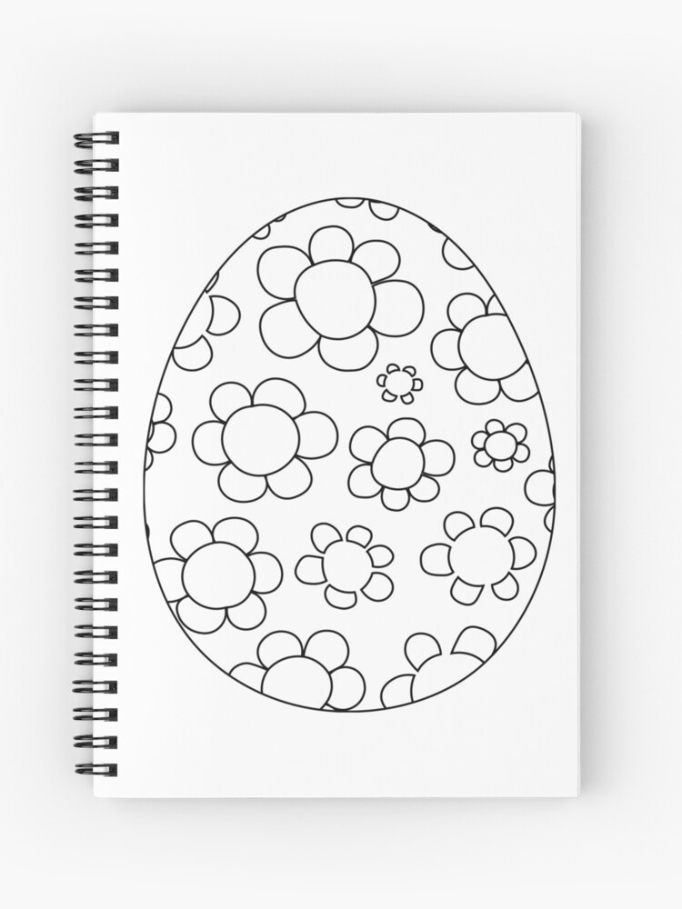 Cuaderno de espiral «¡Feliz huevo de Pascua, estilo de página para colorear  negro sobre blanco, colorea tu propia tarjeta de Pascua, pegatina,  camiseta, bolso, impresión artística, portada de cuaderno! ¡Gran regalo para