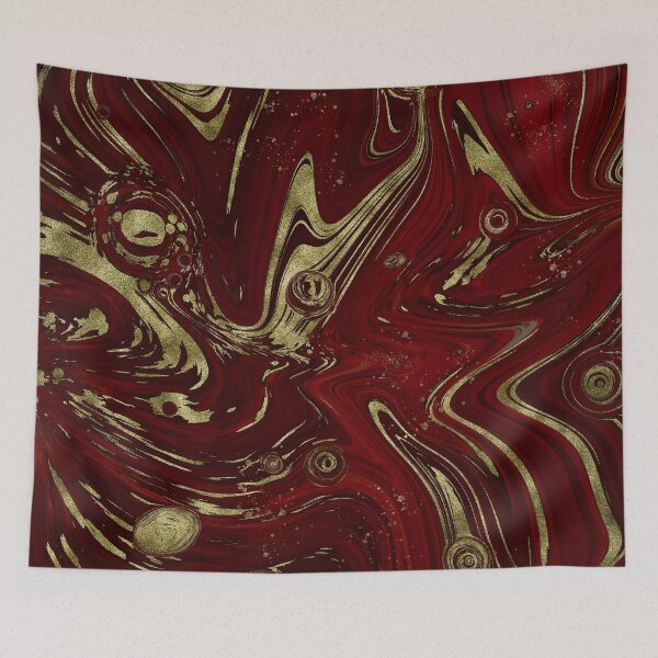 Item preview, Burgundy Red Marble & Gold Faux Glitter Abstract Art designed and sold by Karen McFarland.