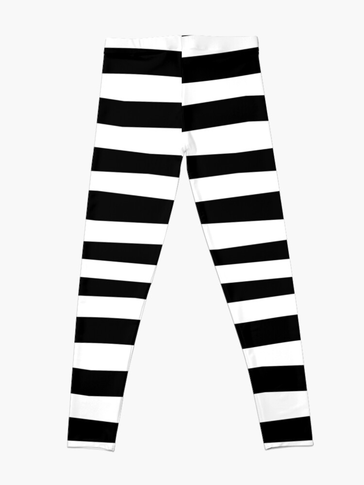 Music Legs Vertical Striped Leggings - Black/White 