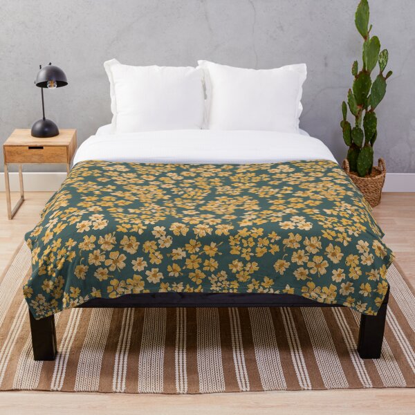 Aperçu de l'œuvre Teal & Moutarde Jaune Aquarelle Ditsy Floral créée et vendue par StudioPosies.