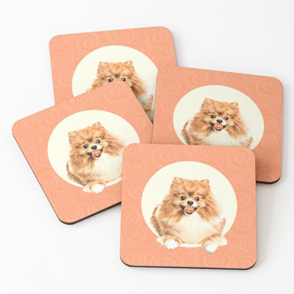 Item preview, Cute Pomeranian dog on peach and off white background graphic art designed and sold by forziati design.