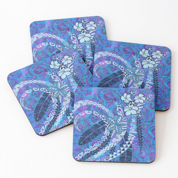 Item preview, Samoan - Polynesian Blue Watercolor Tapa Art Board designed and sold by sunnthreads.