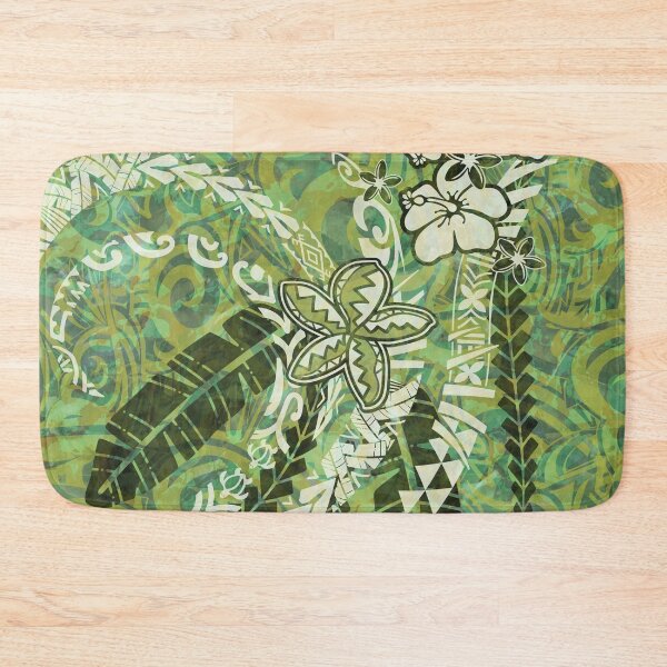 Item preview, Hawaiian - Samoan - Polynesian Green Watercolor Tapa Art Board designed and sold by sunnthreads.