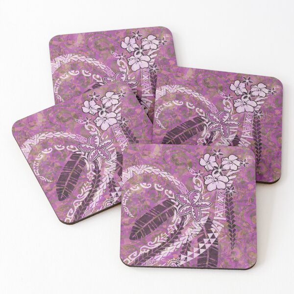 Item preview, Hawaiian - Samoan - Polynesian Pink And Gold Watercolor Tapa Art Board designed and sold by sunnthreads.