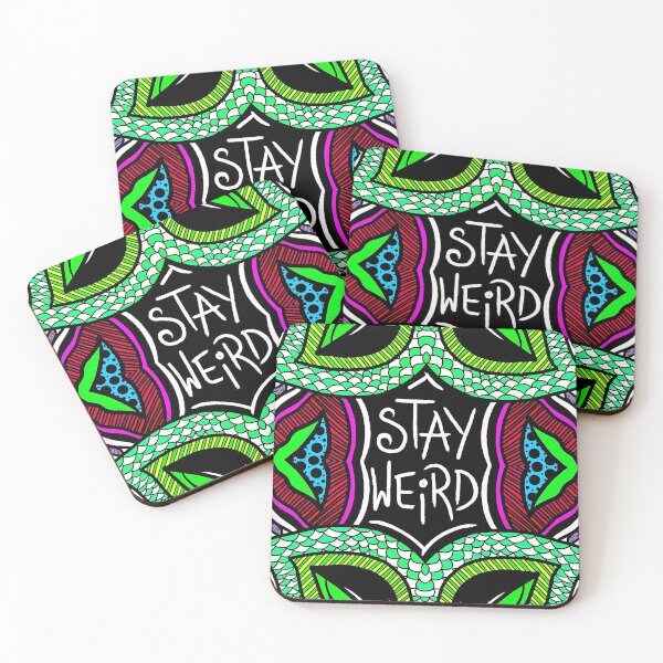 Item preview, Green Stay Weird Doodle designed and sold by doodlebopshop.