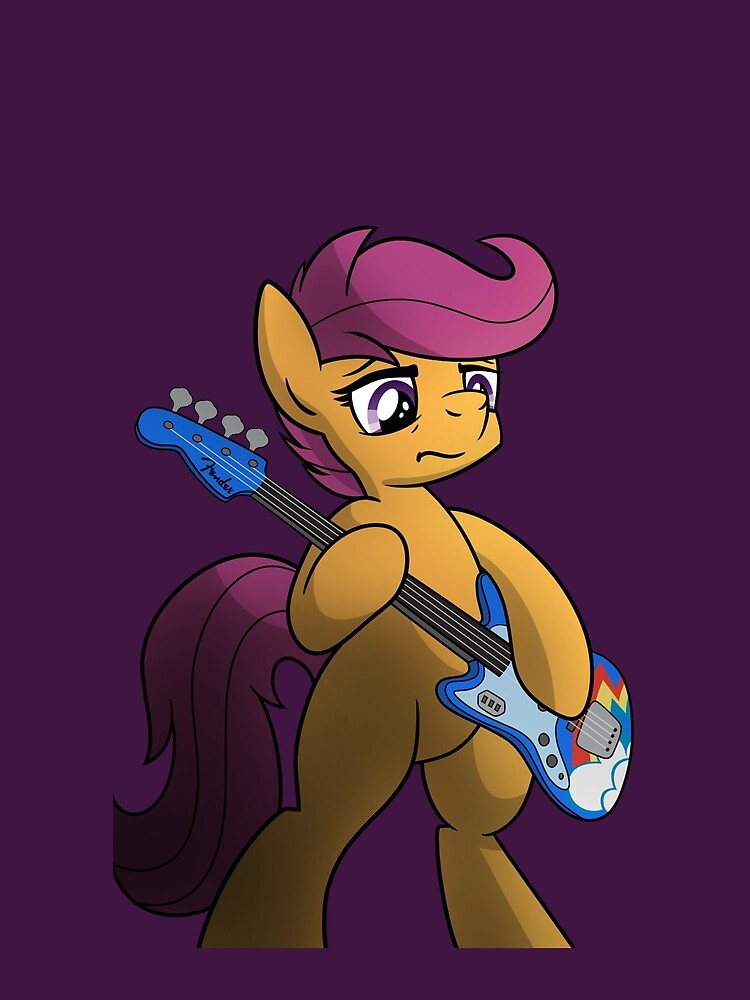 Sad Scootaloo Playing Left-Handed Fender Jazz Bass by broniesunite