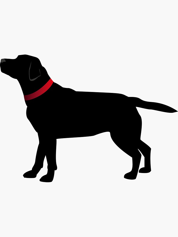 Thumbnail 3 of 3, Sticker, Black Labrador with Red Collar designed and sold by polkadotjelly.