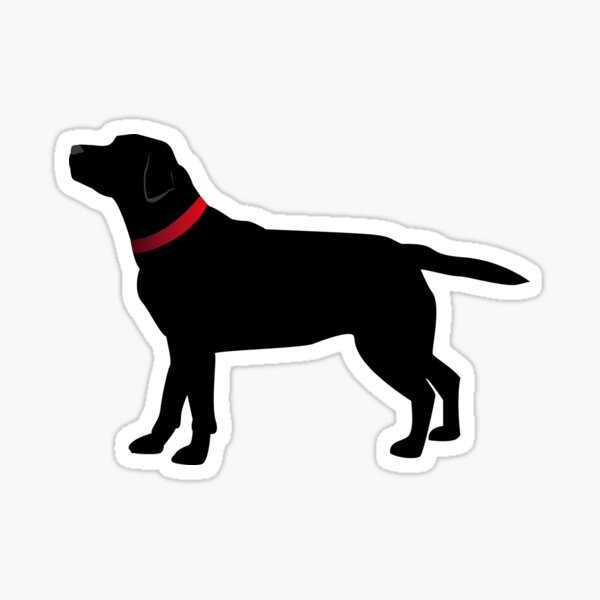 Black Labrador with Red Collar Sticker