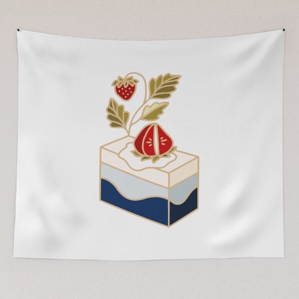 Item preview, Strawberry cake with blue wave designed and sold by artflorara.