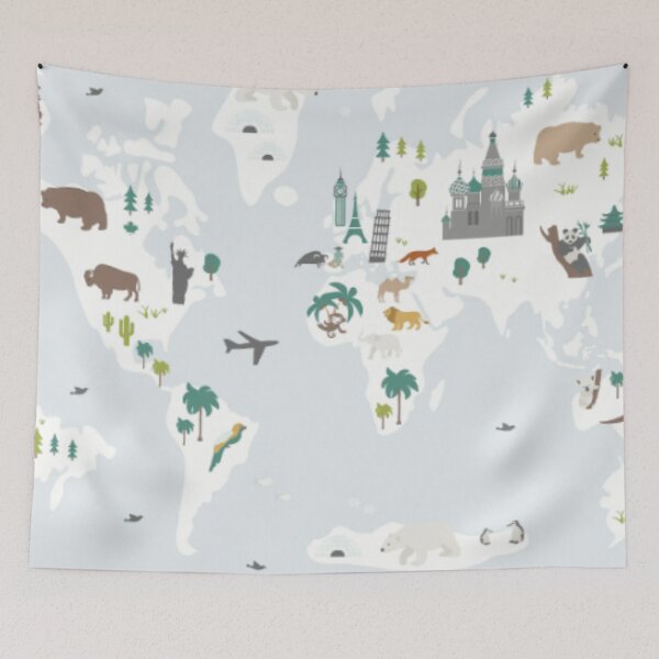 Item preview, Cartoon world map designed and sold by WearWolfDesigns.
