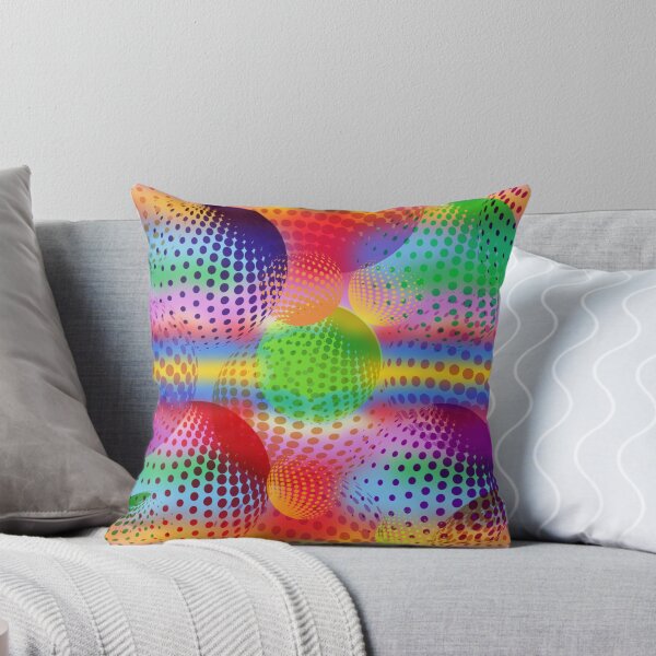 Item preview, Colourful dotty spheres pillow designed and sold by walstraasart.