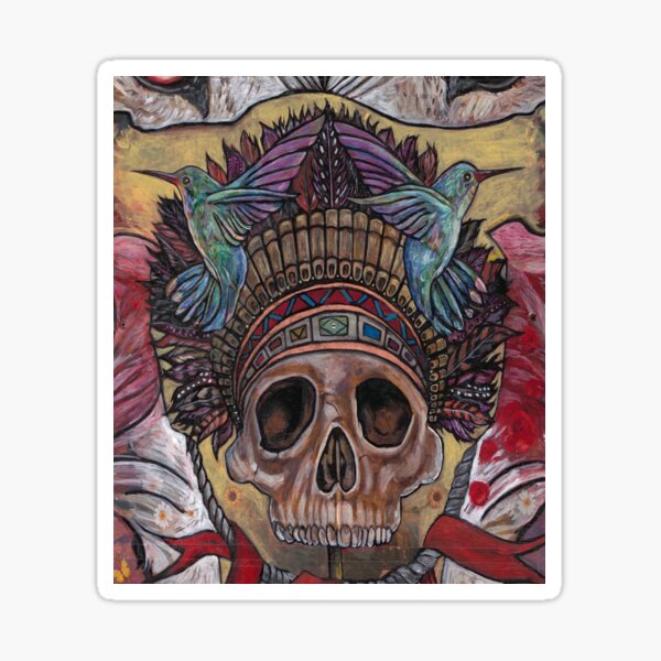 Item preview, skull with hummingbirds designed and sold by RayStephenson.