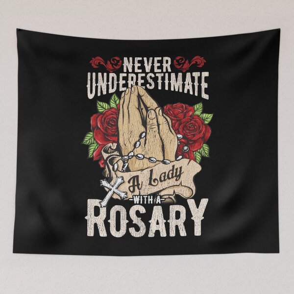 Item preview, Never Underestimate a Lady with a Rosary designed and sold by EverythingKawai.