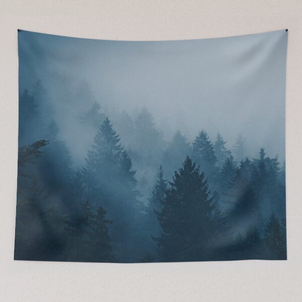 Item preview, Foggy Blue Waves - Pine Forest Fog Nature designed and sold by PrettyInk.