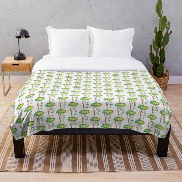 Tree with quote Throw Blanket