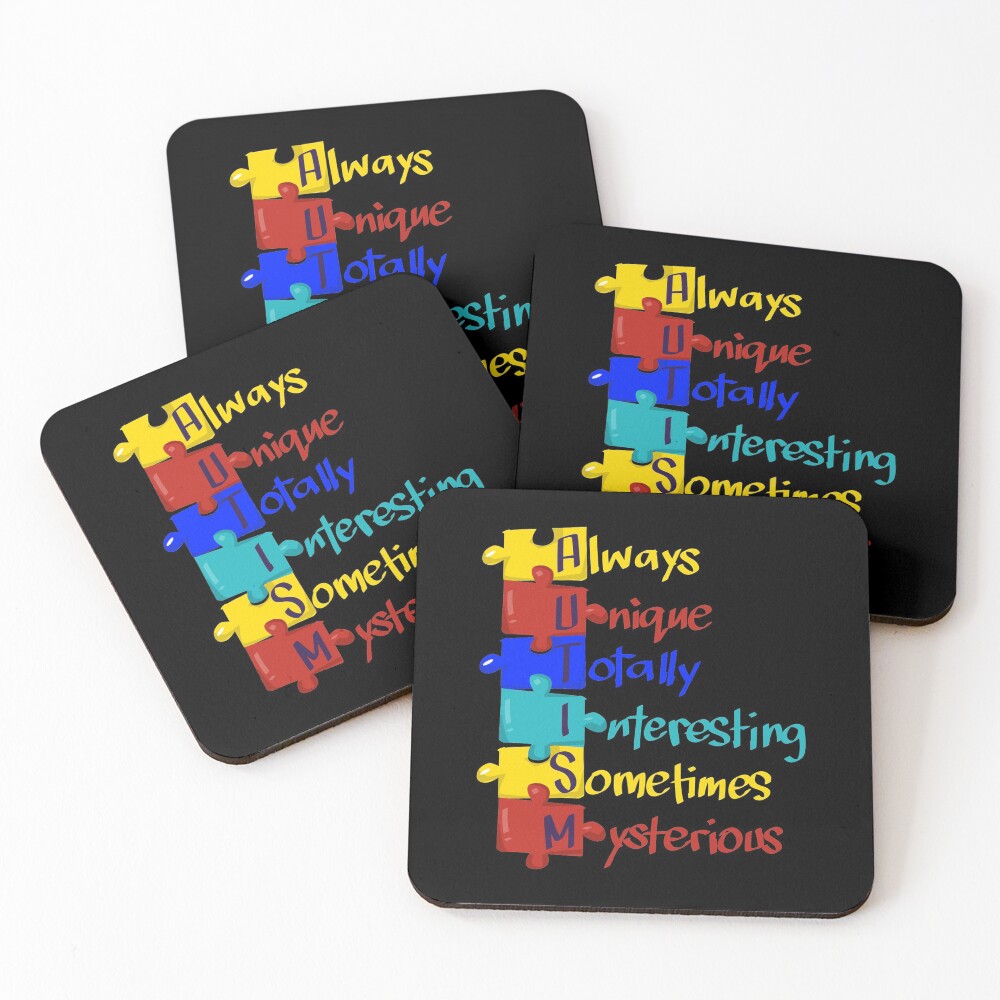 "Autism Awareness AUTISM Acronym Puzzle Gift" Coasters (Set of 4) by