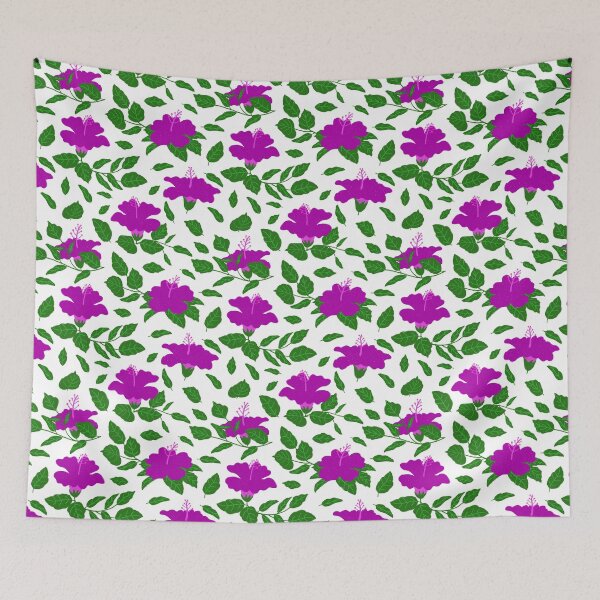 Item preview, Purple Hibiscus Flowers Repeat Pattern designed and sold by suwarnaadi.
