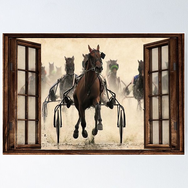 Item preview, Horse Harness Racing Window View designed and sold by HappyGrandmaUB.