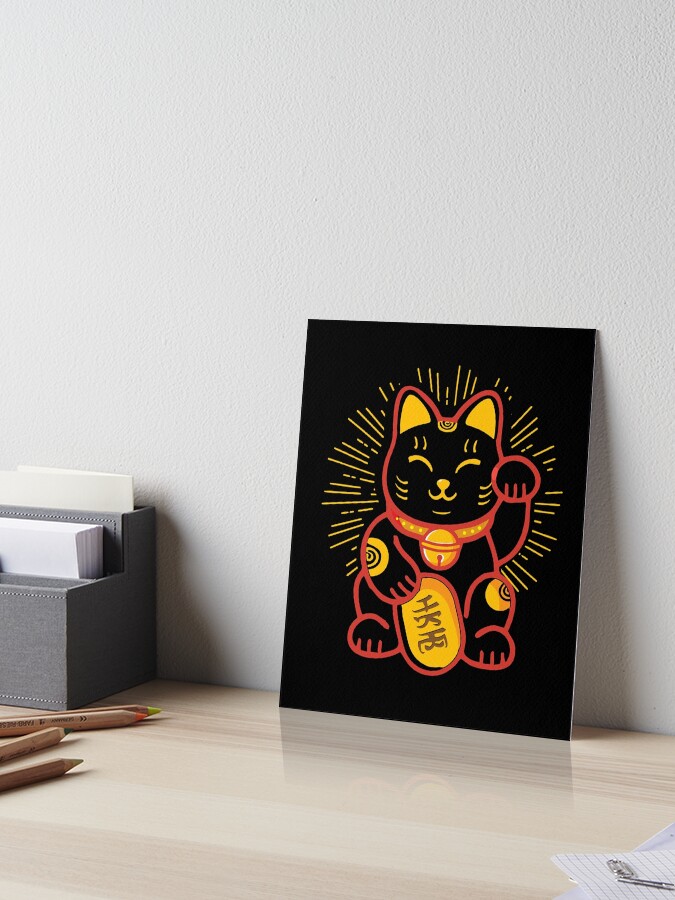 Japanese Watercolor Cat Art Print by lit print goods