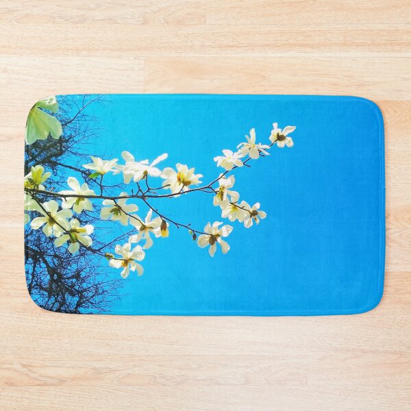 Item preview, White magnolia tree in blossom, spring season, natural background  designed and sold by helenkaiy.