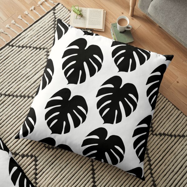 Monstera Leaf in black Floor Pillow
