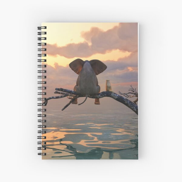 Item preview, elephant and dog sit on a tree during a flood 2 designed and sold by Mike Kiev art.