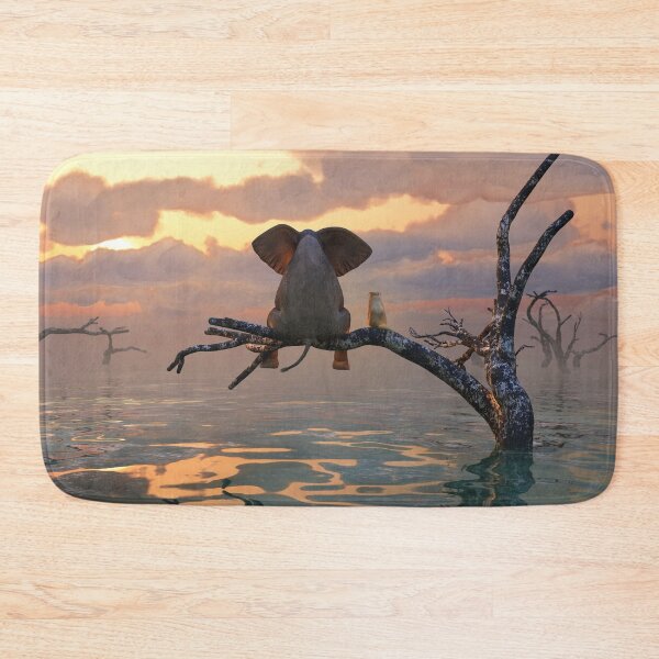 Item preview, elephant and dog sit on a tree during a flood 2 designed and sold by Mike Kiev art.