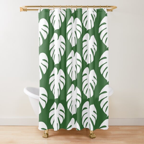 Monstera Leaf in white Shower Curtain