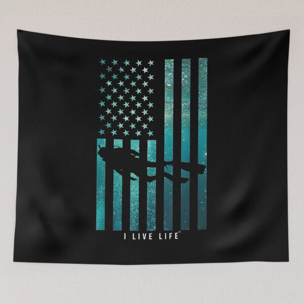 Item preview, I Live Life Scuba Diving Flag Diver Dive Aquamarine  designed and sold by manidala.