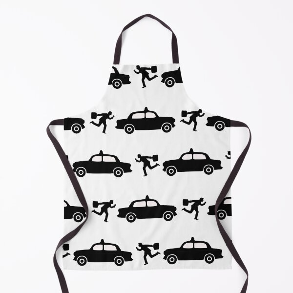 Item preview, Seamless vector pattern of a businessman or an office worker in a suit trying to catch a taxi in a hurry. Black and white silhouettes. Concept of lateness designed and sold by Familyshmot.