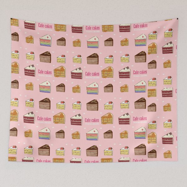 Item preview, Kawaii sweet heart cafe cakes seamless pattern designed and sold by Marie-c-doodles.