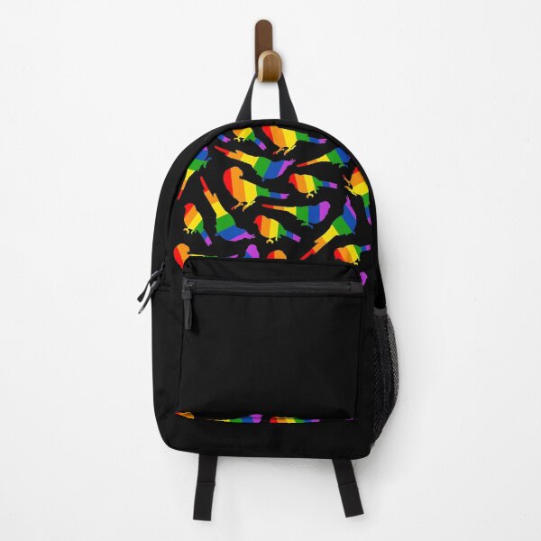 Item preview, LGBT+ Rainbow Bird Silhouette Pattern (Black Background) designed and sold by AdoraBirdArt.