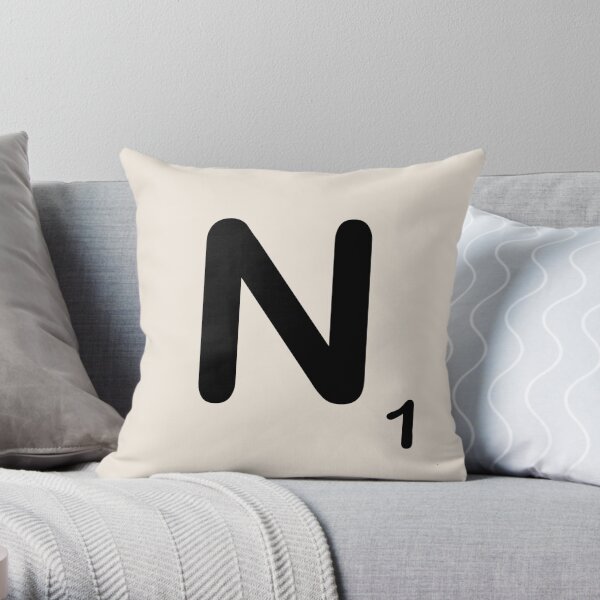Scrabble Tile N Throw Pillow