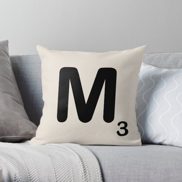 Scrabble Tile M Throw Pillow