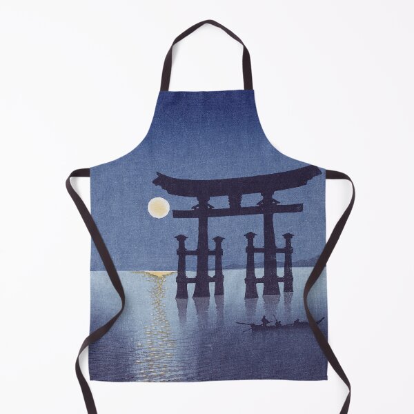Item preview, Japanese traditional painting, blue night with moon reflections and fishermen. designed and sold by angelisart.