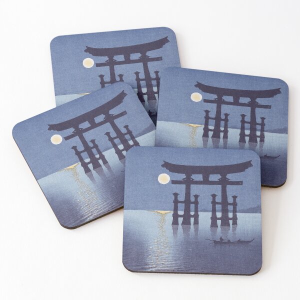 Item preview, Japanese traditional painting, blue night with moon reflections and fishermen. designed and sold by angelisart.