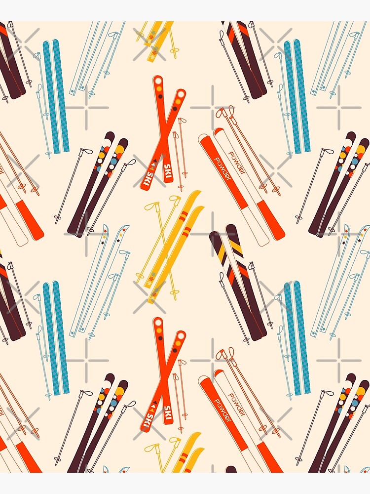 Retro Ski Pattern on Cream by ShowMeMars