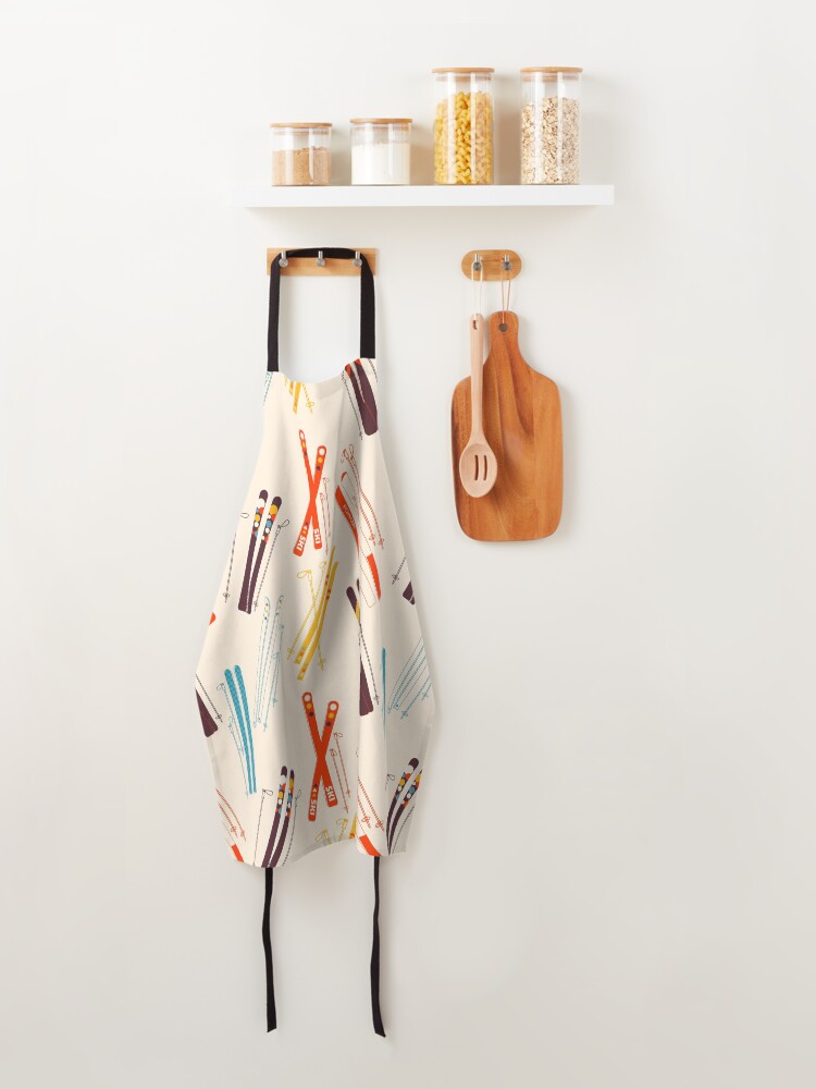 Alternate view of Retro Ski Pattern on Cream Apron
