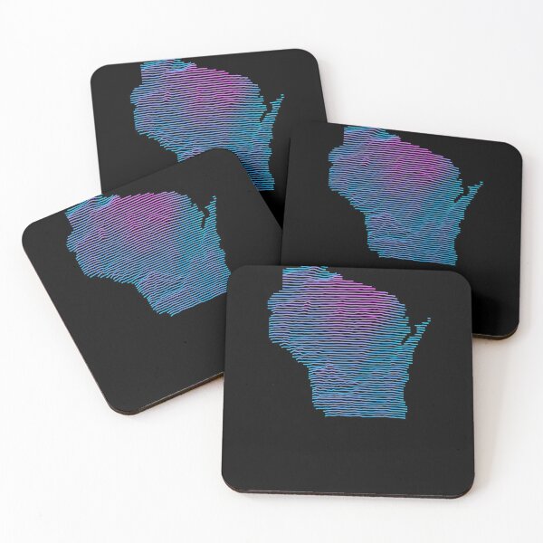 Item preview,  Retro Synthwave Wisconsin Topographic Elevation Joy Plot Map  designed and sold by cstats.