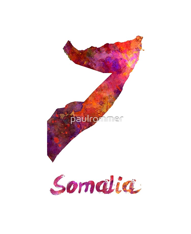 Multicolor Watercolor Somalia Map, digital Artwork Long Sleeve T-Shirt